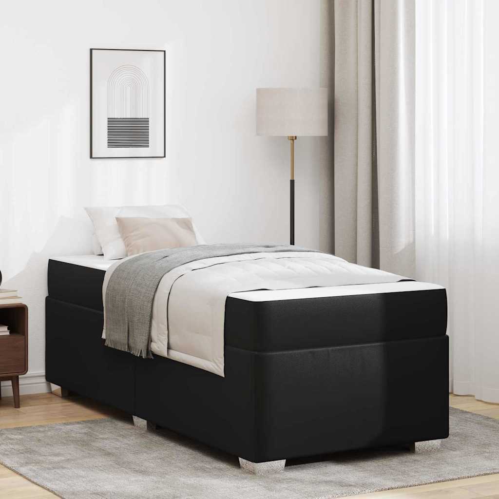 Cadre de lit avec matelas Noir 90 x 200 cm tissu - XIOS