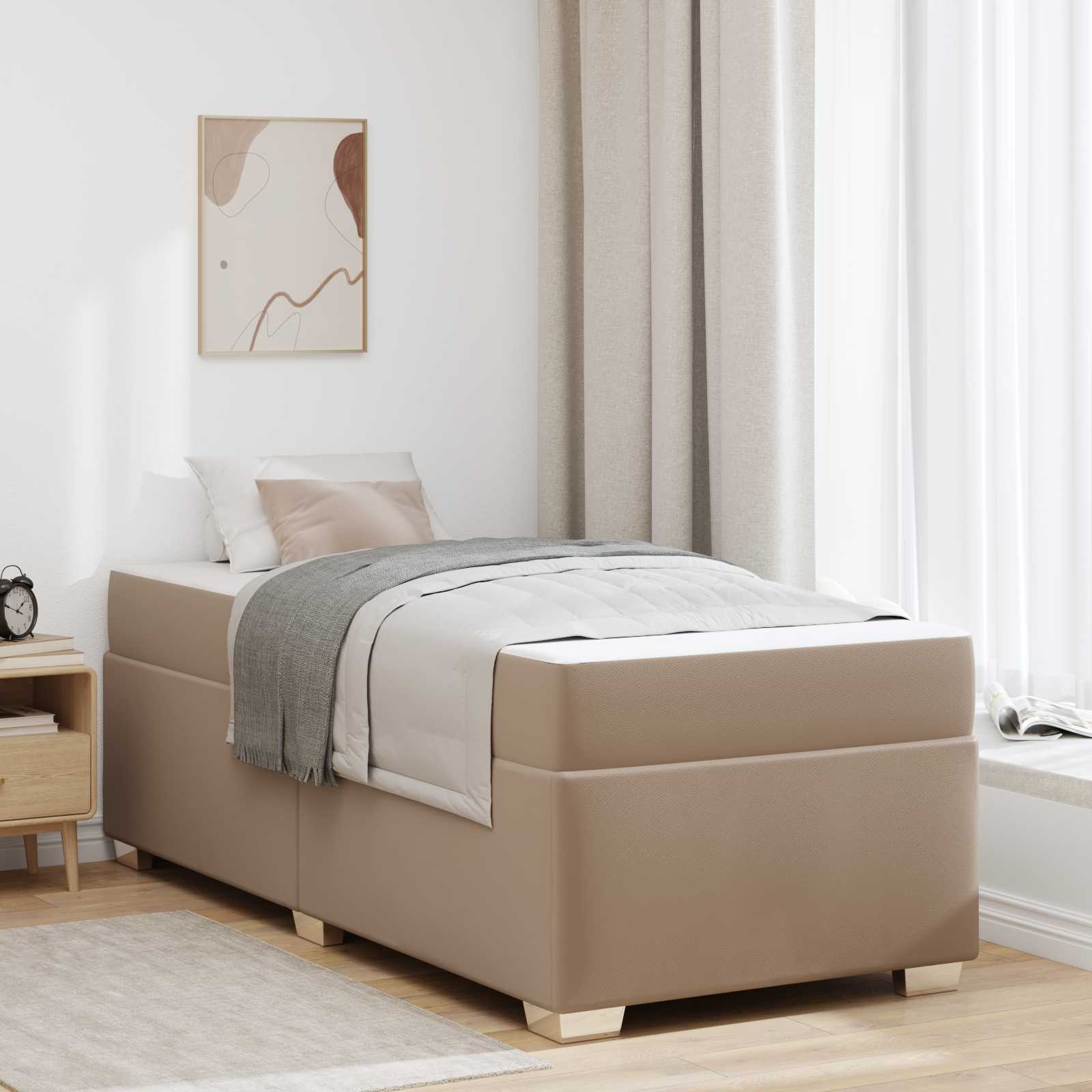 Cadre de lit avec matelas Cappuccino 90 x 200 cm tissu - XIOS