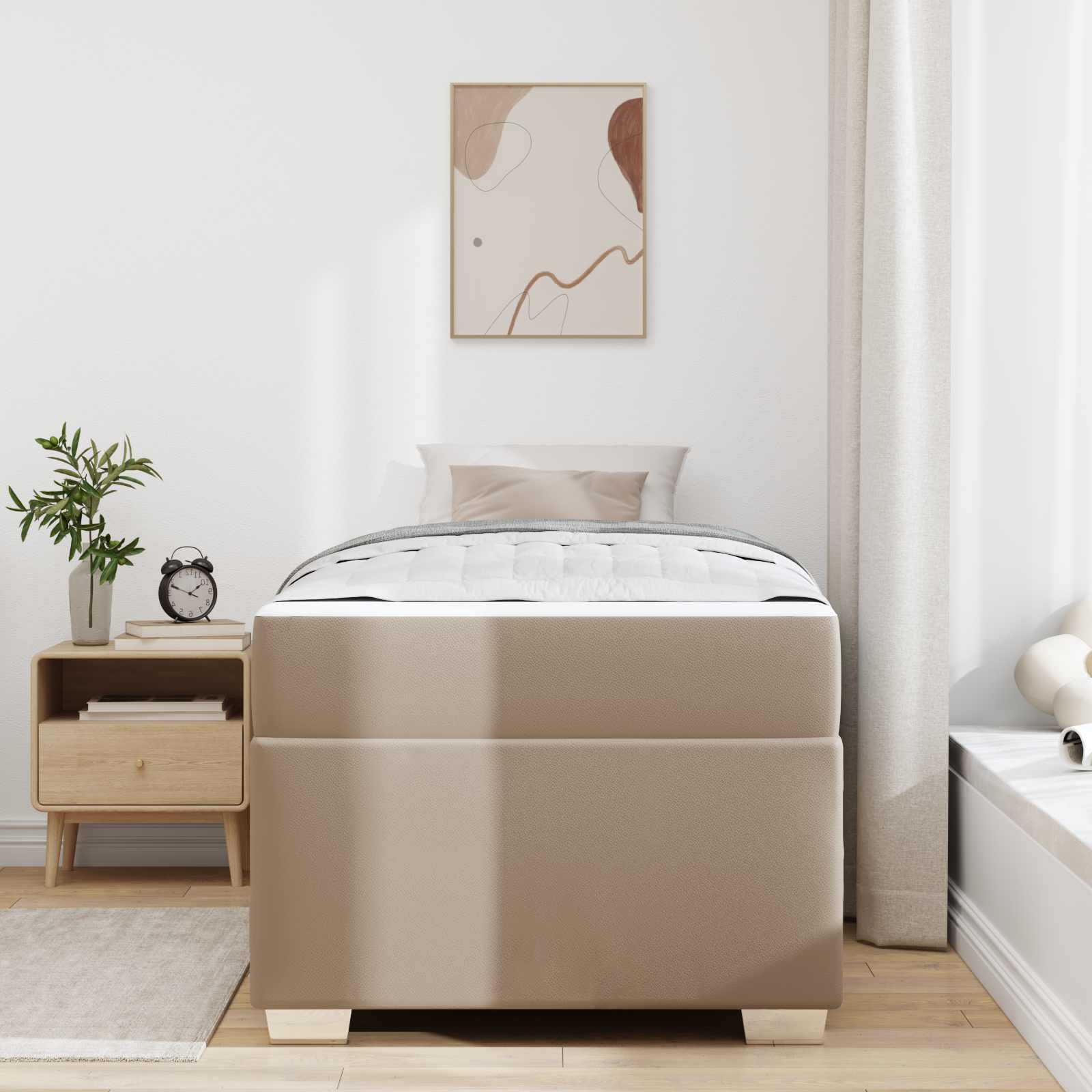 Cadre de lit avec matelas Cappuccino 90 x 200 cm tissu - XIOS