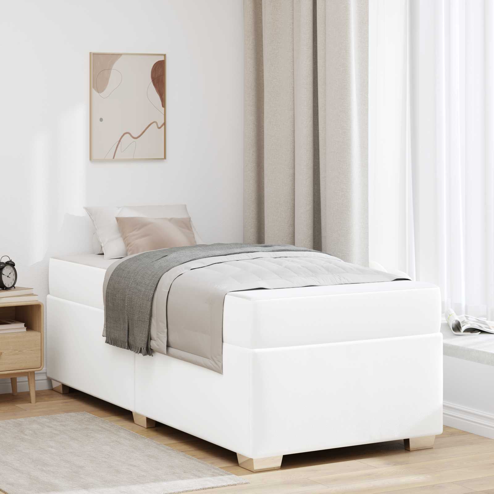 Cadre de lit avec matelas Blanc 100 x 200 cm tissu - XIOS