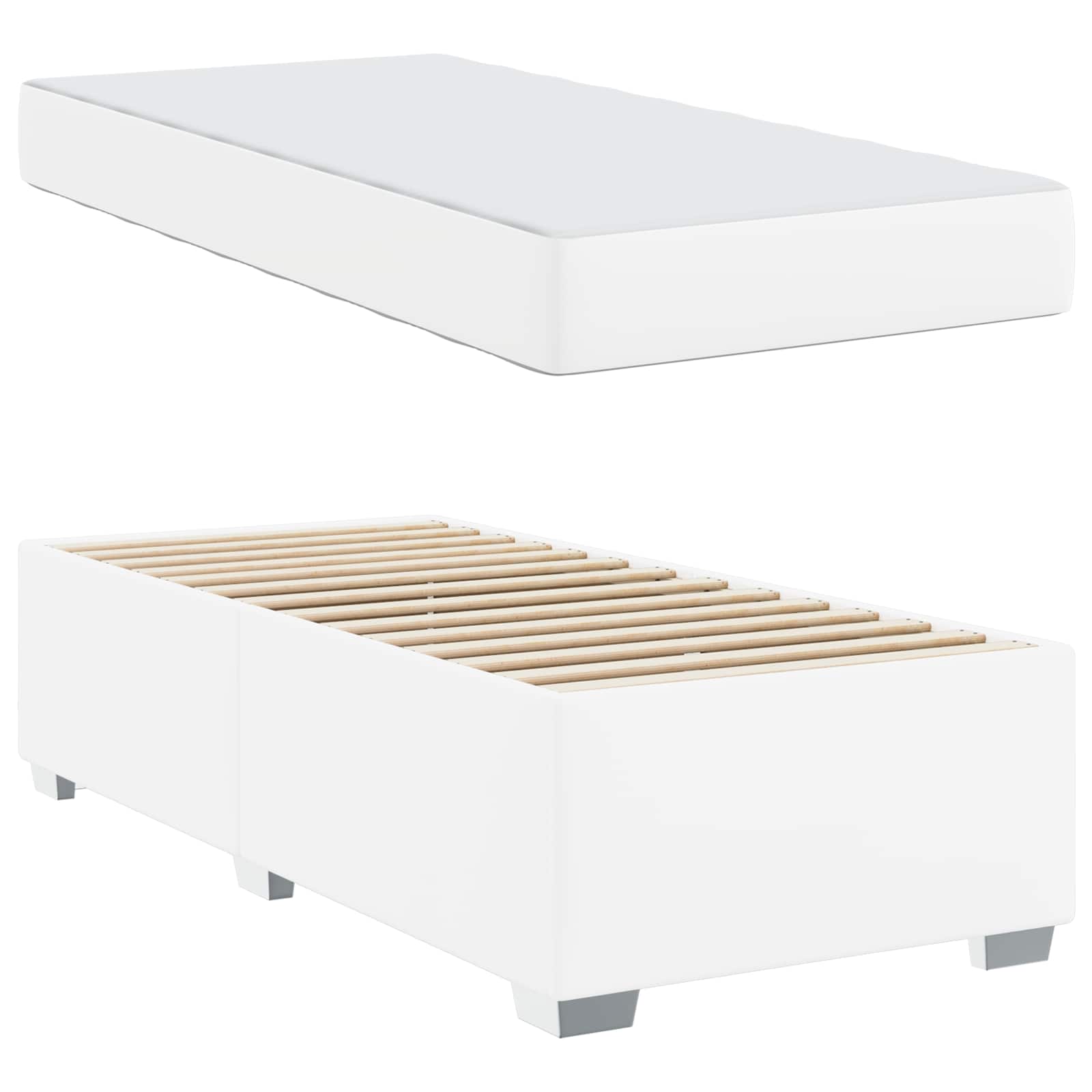 Cadre de lit avec matelas Blanc 100 x 200 cm tissu - XIOS