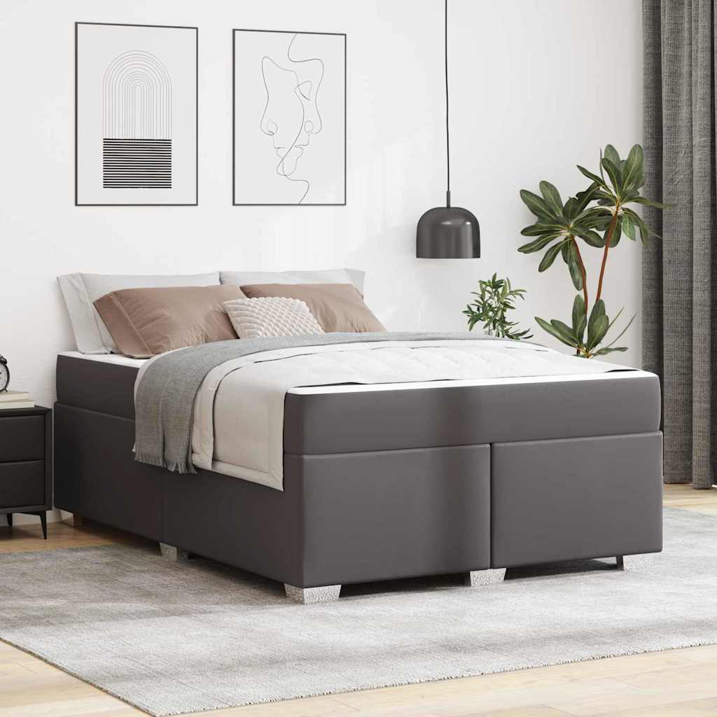 Cadre de lit avec matelas Gris 140 x 200 cm tissu - XIOS