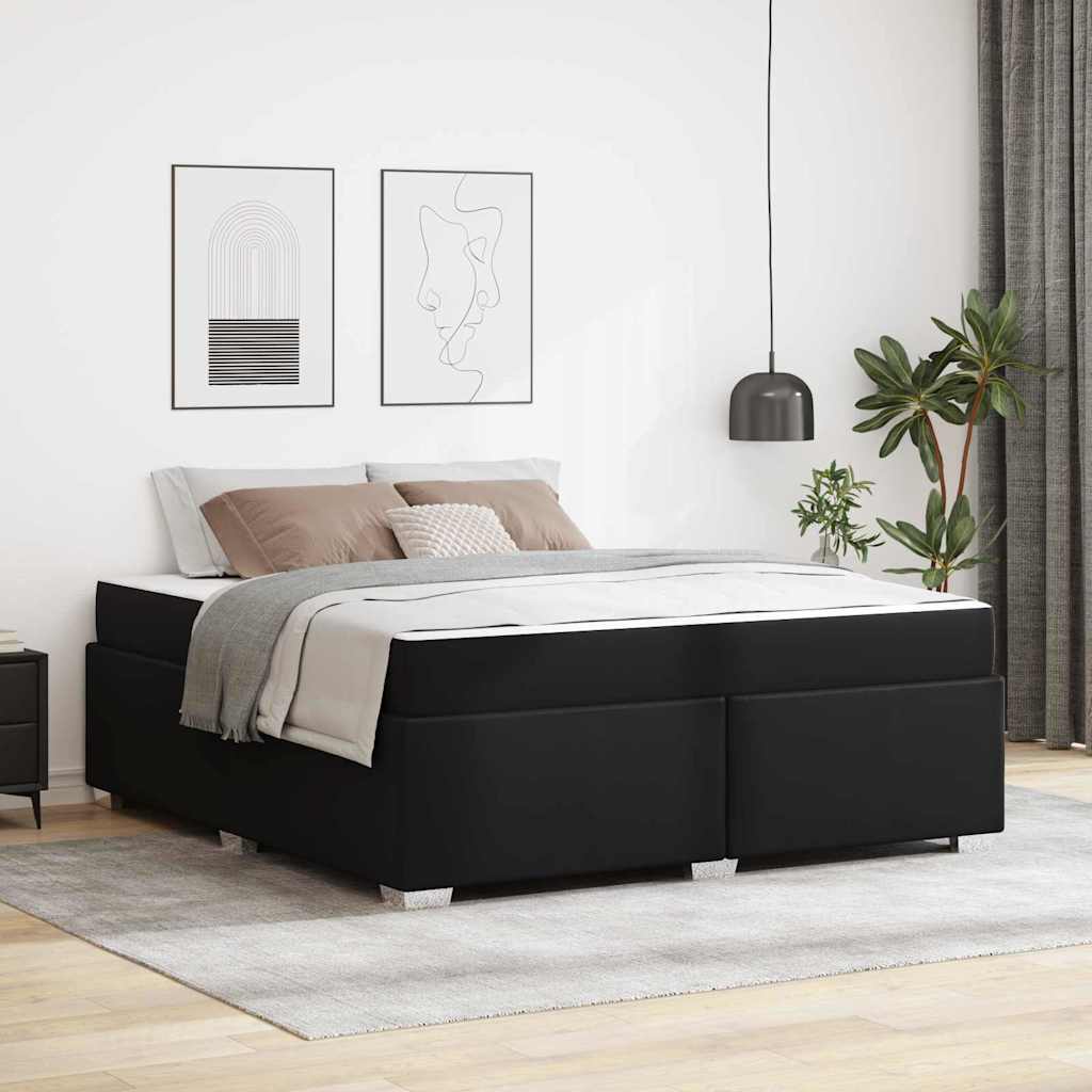 Cadre de lit avec matelas Noir 180 x 200 cm tissu - XIOS