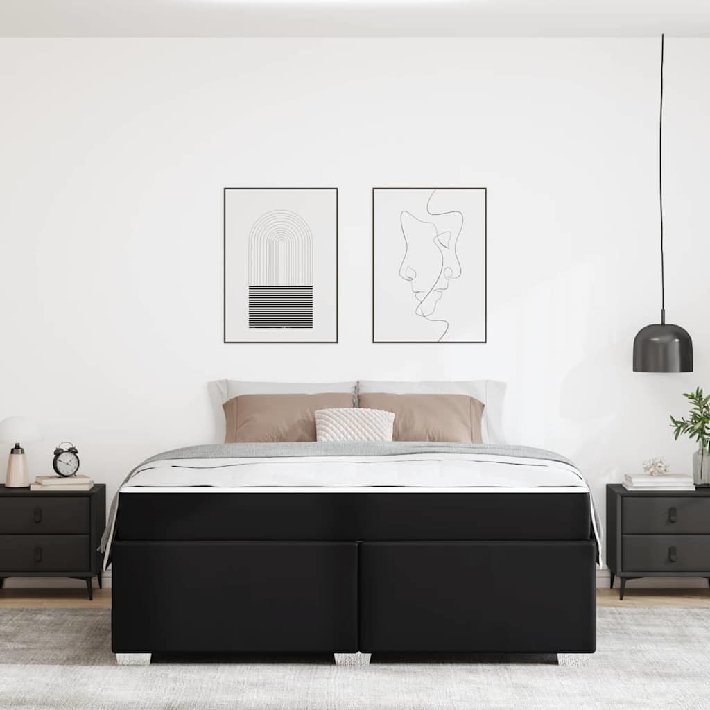 Cadre de lit avec matelas Noir 180 x 200 cm tissu - XIOS