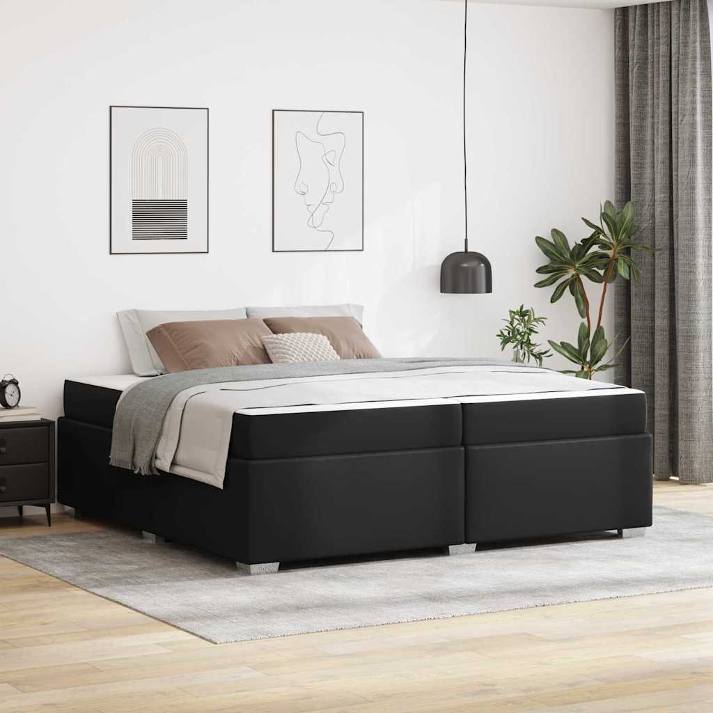 Cadre de lit avec matelas Noir 200 x 200 cm tissu - XIOS