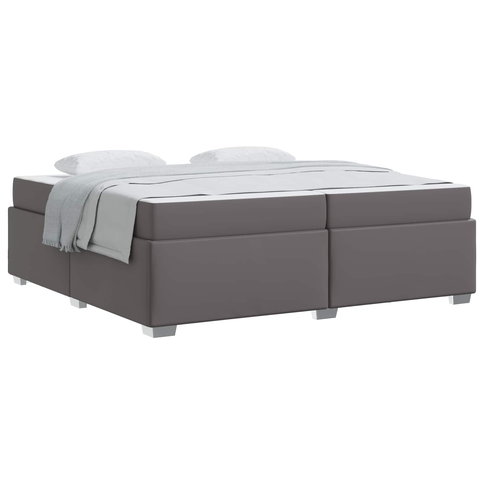 Cadre de lit avec matelas Gris 200 x 200 cm tissu - XIOS