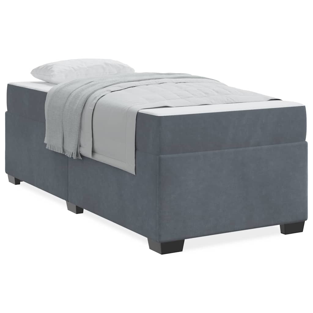 Cadre de lit avec matelas Gris foncé 90 x 190 cm Velours - XIOS