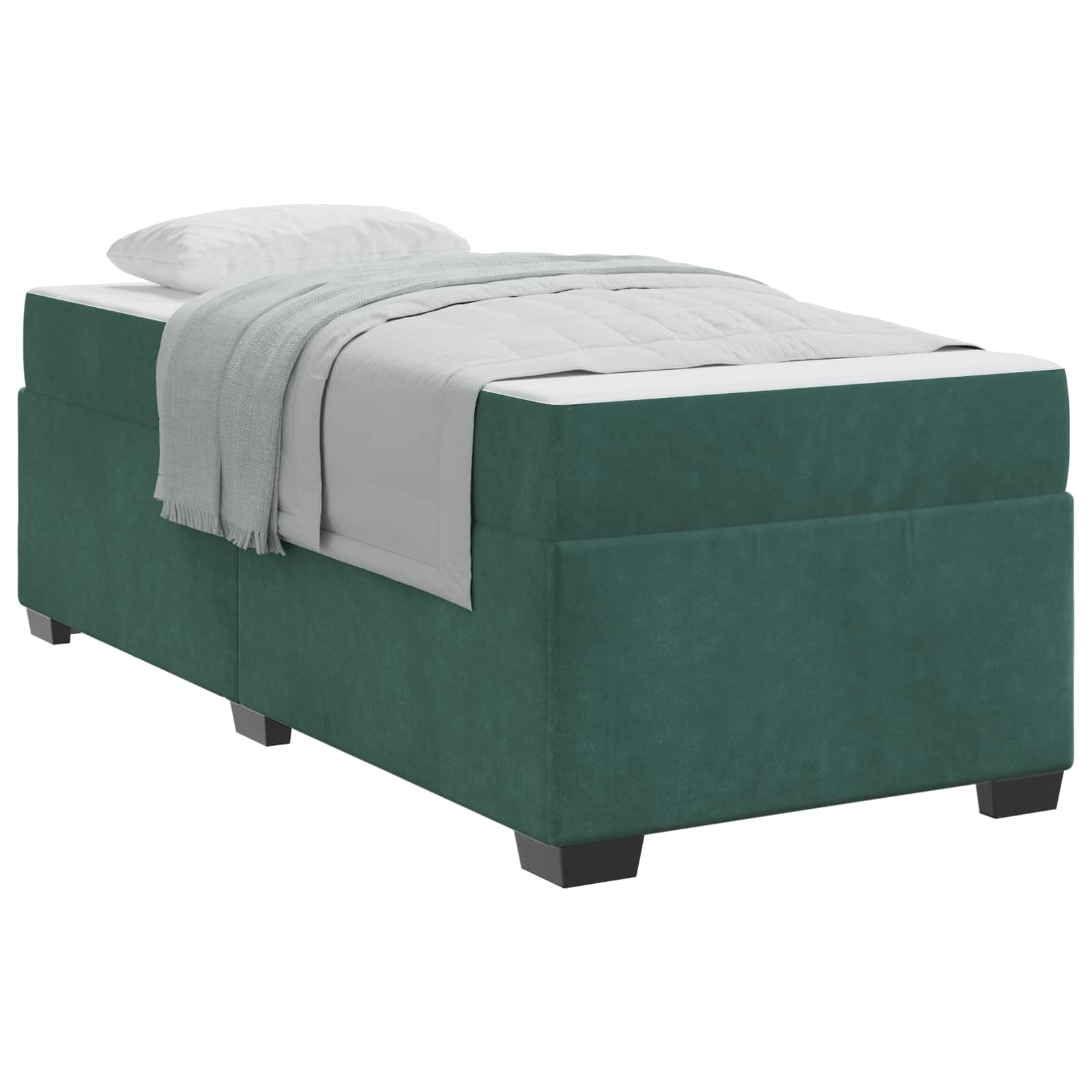 Cadre de lit avec matelas Vert foncé 90 x 190 cm tissu