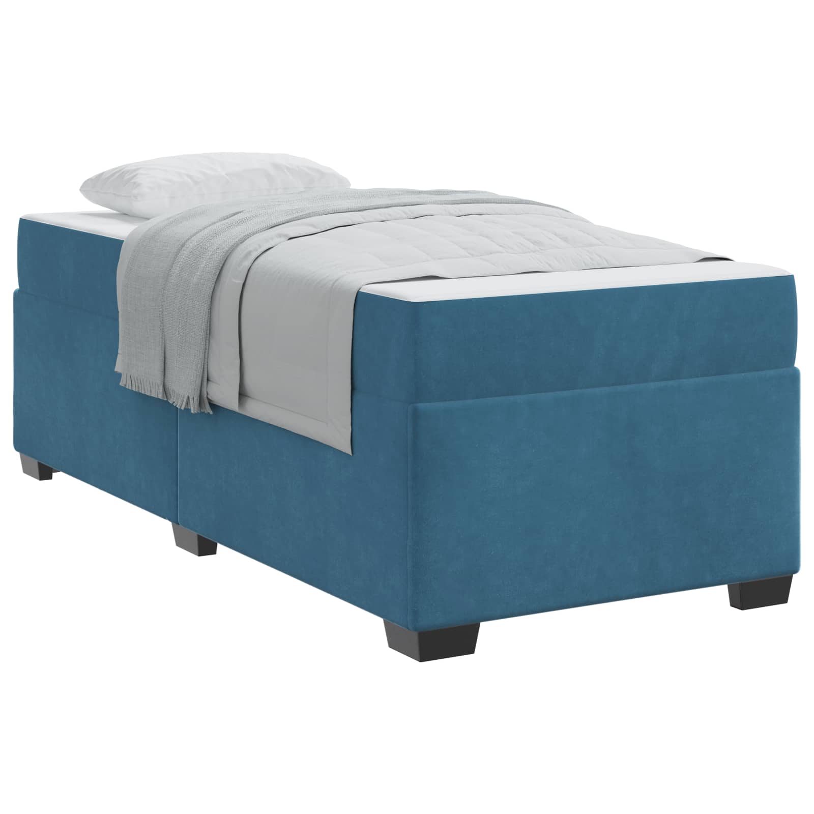 Cadre de lit avec matelas Bleu foncé 90 x 190 cm tissu - XIOS