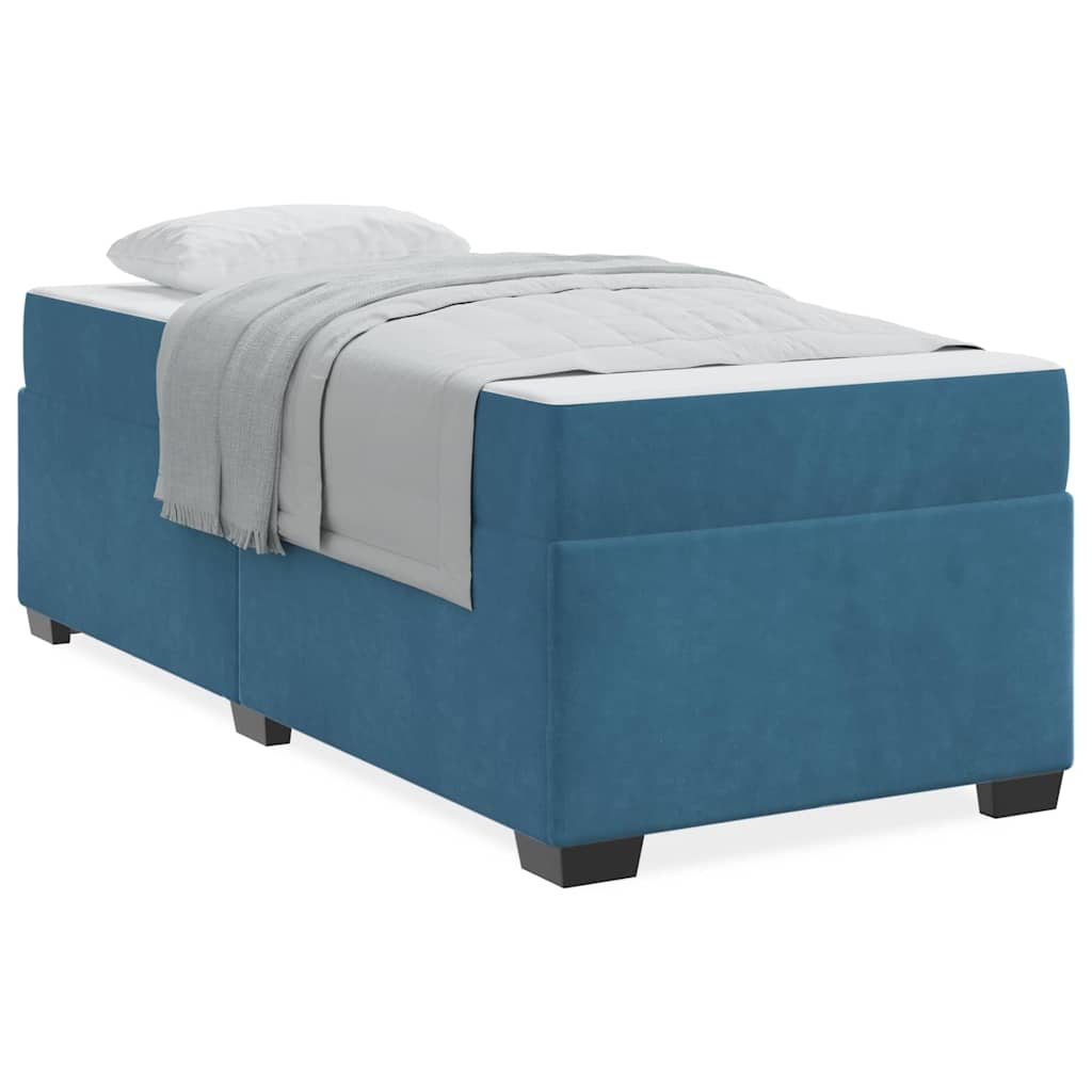 Cadre de lit avec matelas Bleu foncé 90 x 200 cm Velours - XIOS