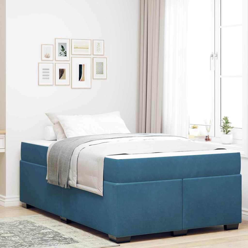 Cadre de lit avec matelas Bleu foncé 120 x 190 cm tissu - XIOS