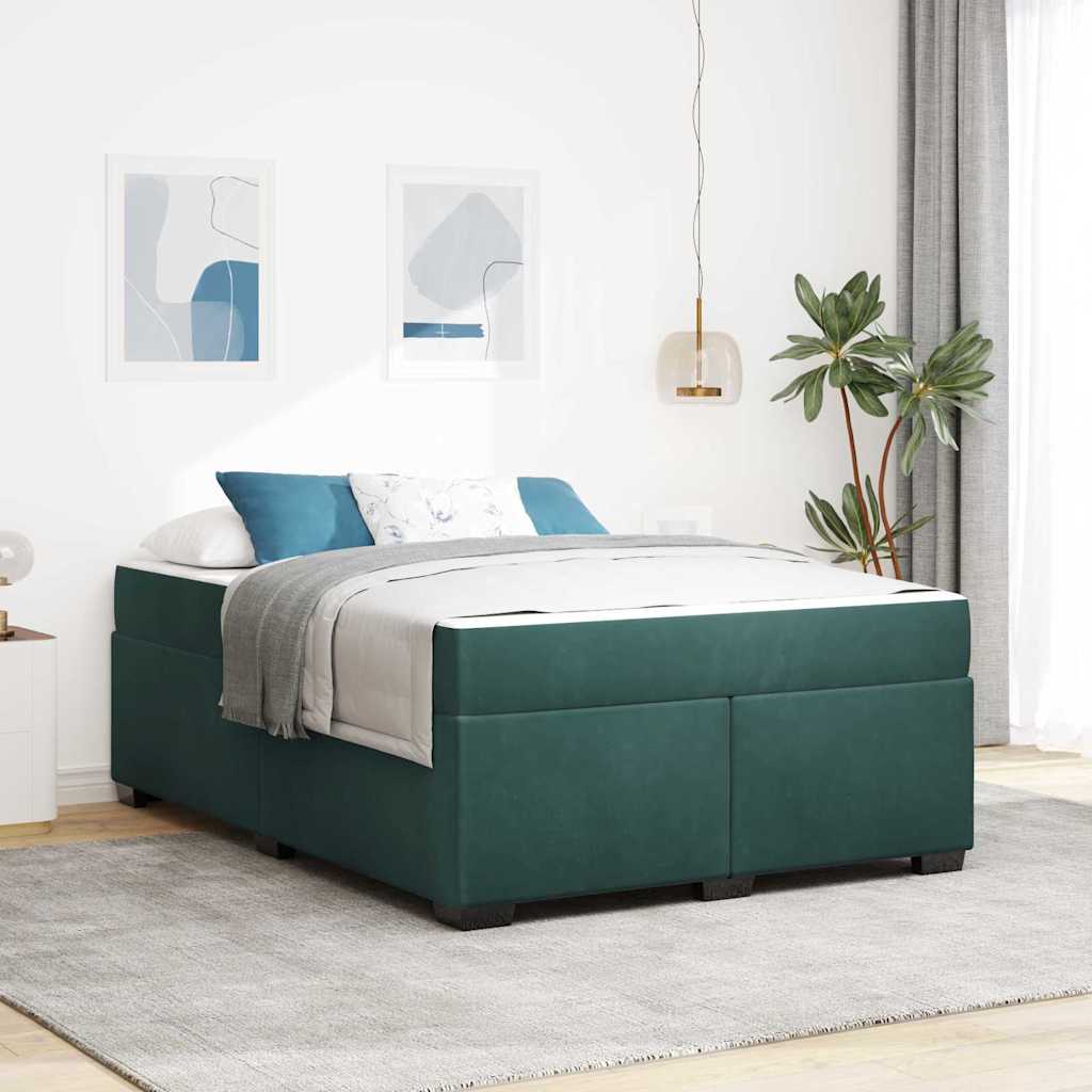 Cadre de lit avec matelas Vert foncé 140 x 200 cm tissu - XIOS