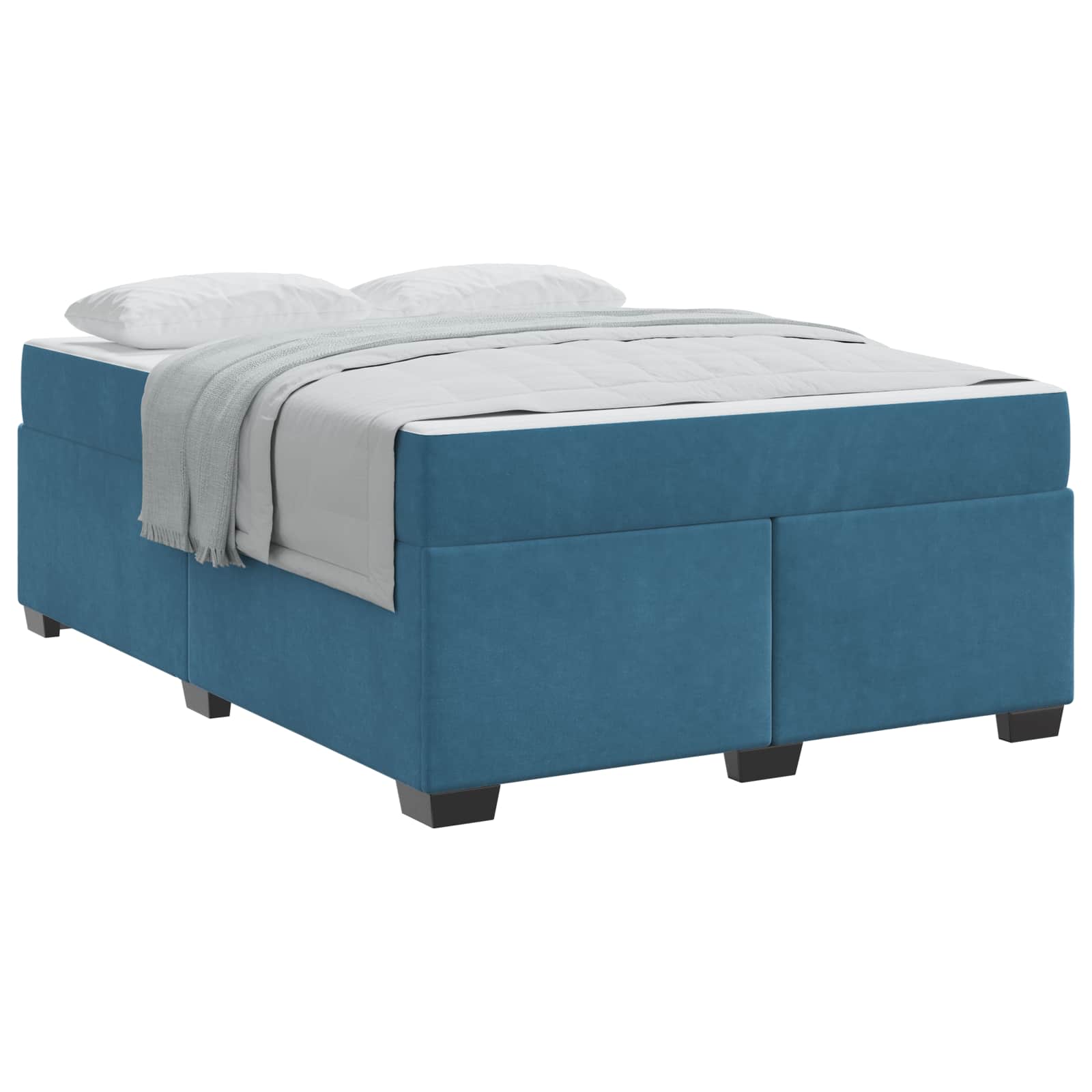 Cadre de lit avec matelas Bleu foncé 140 x 200 cm tissu - XIOS