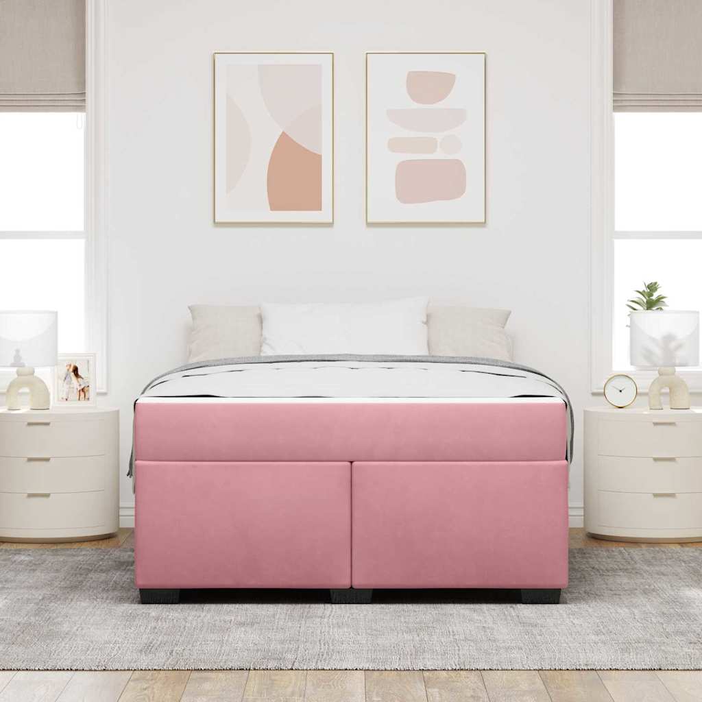 Cadre de lit avec matelas Rose 140 x 200 cm tissu - XIOS