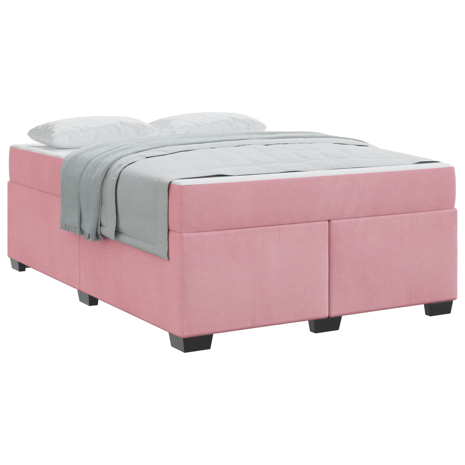 Cadre de lit avec matelas Rose 140 x 200 cm tissu - XIOS