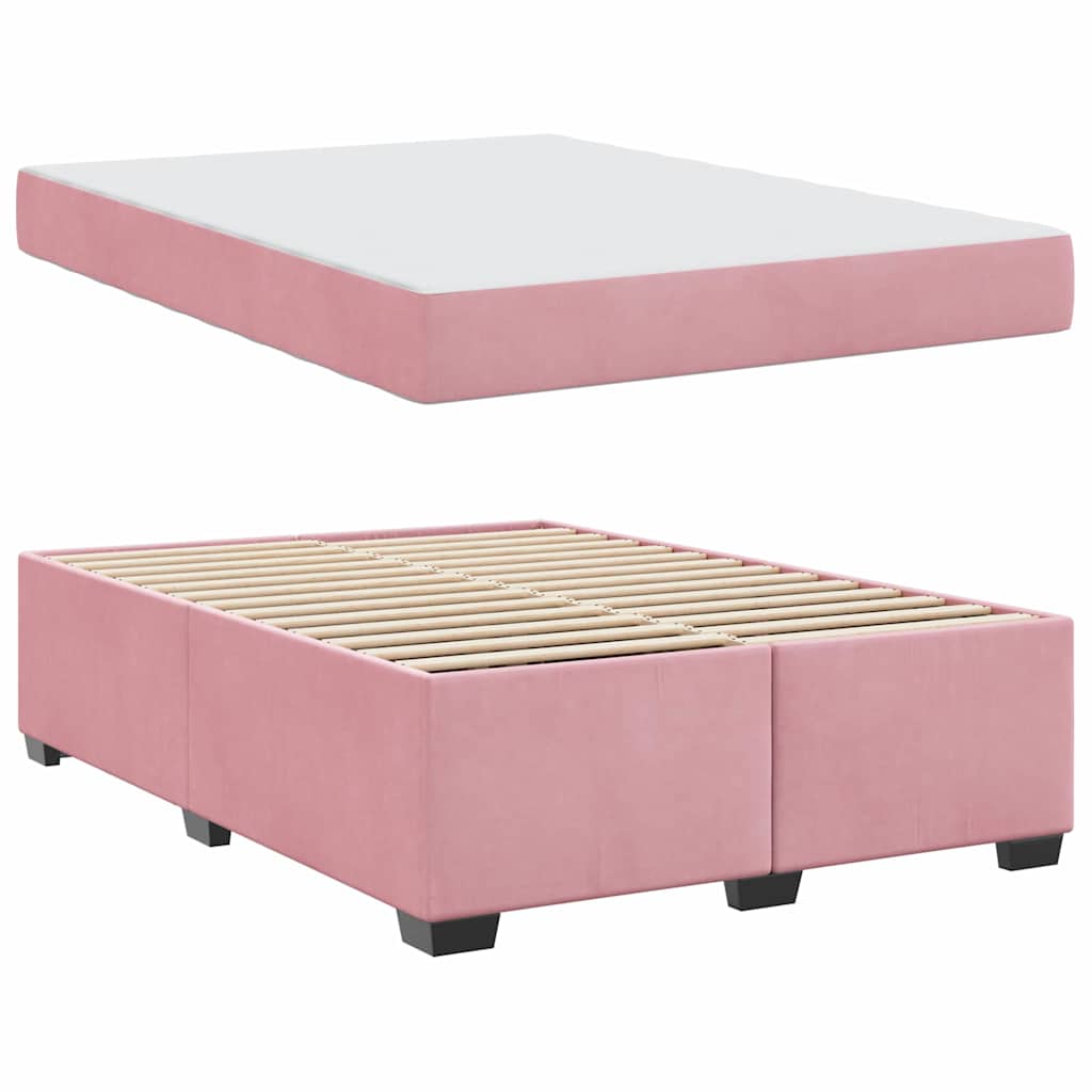 Cadre de lit avec matelas Rose 140 x 200 cm tissu - XIOS
