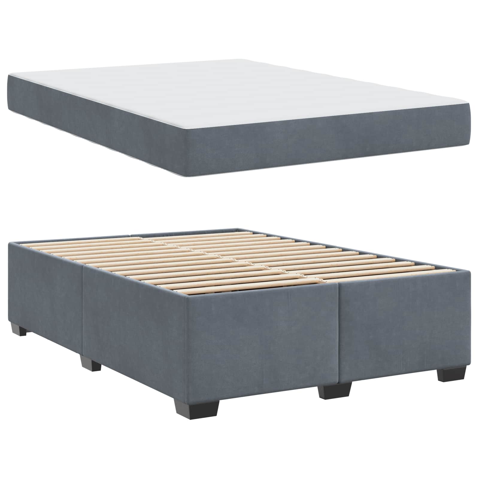 Cadre de lit avec matelas Gris foncé 160 x 200 cm tissu - XIOS