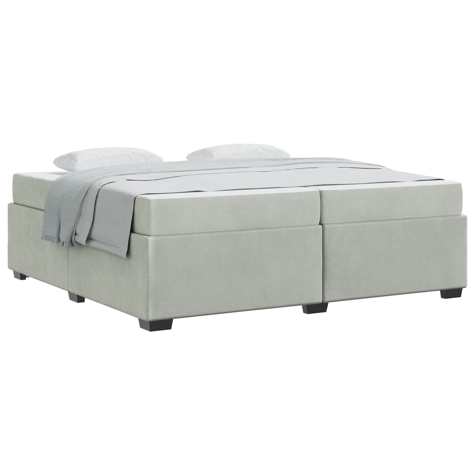 Cadre de lit avec matelas Gris clair 200 x 200 cm tissu - XIOS