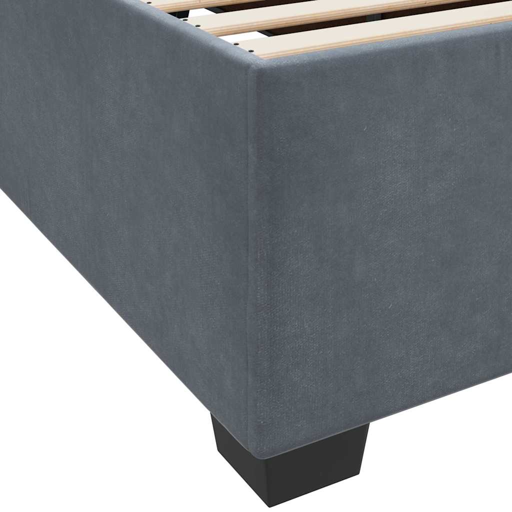 Cadre de lit avec matelas Gris foncé 200 x 200 cm Velours - XIOS