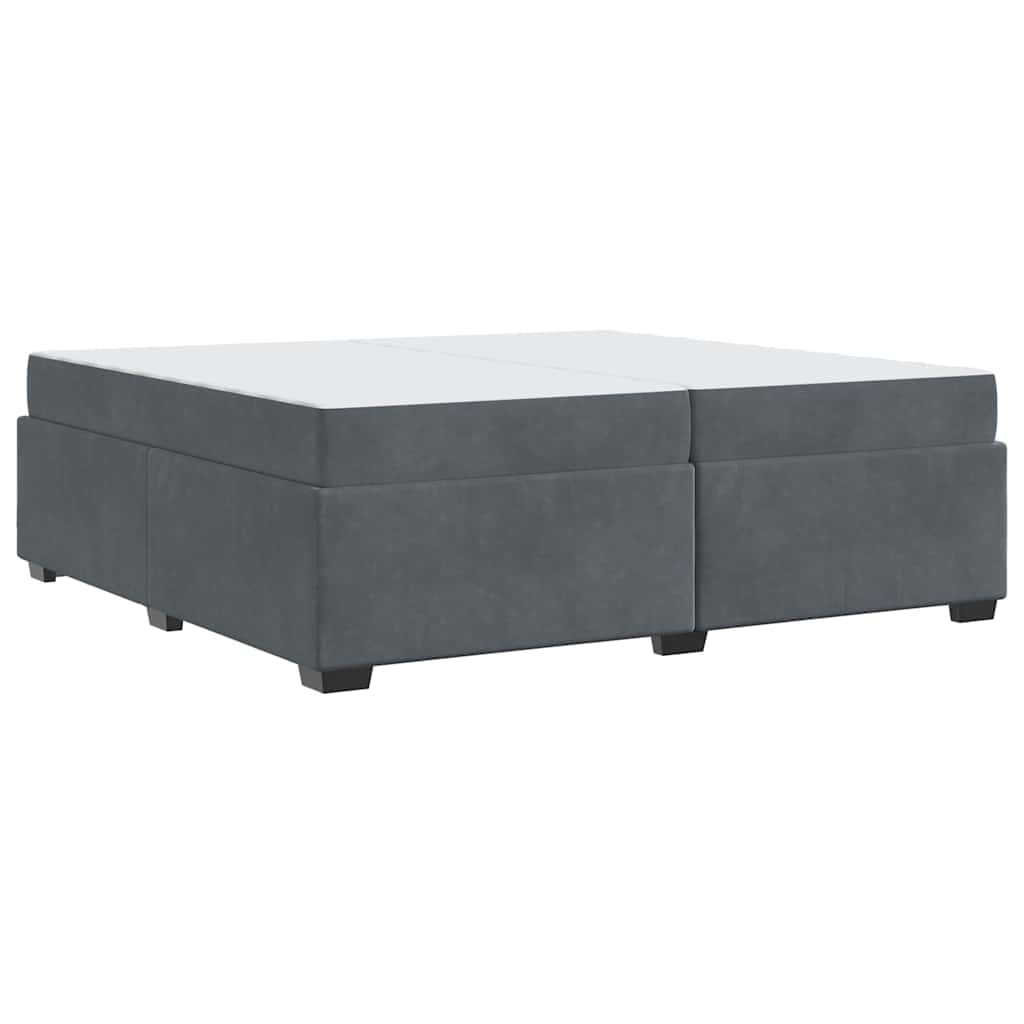 Cadre de lit avec matelas Gris foncé 200 x 200 cm Velours - XIOS