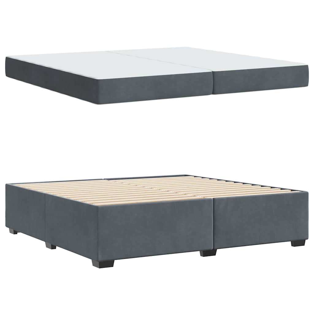Cadre de lit avec matelas Gris foncé 200 x 200 cm Velours - XIOS