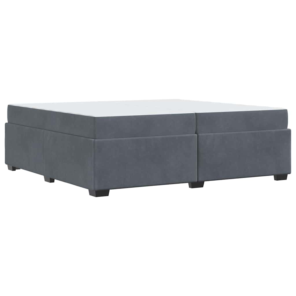 Cadre de lit avec matelas Gris foncé 200 x 200 cm Velours - XIOS
