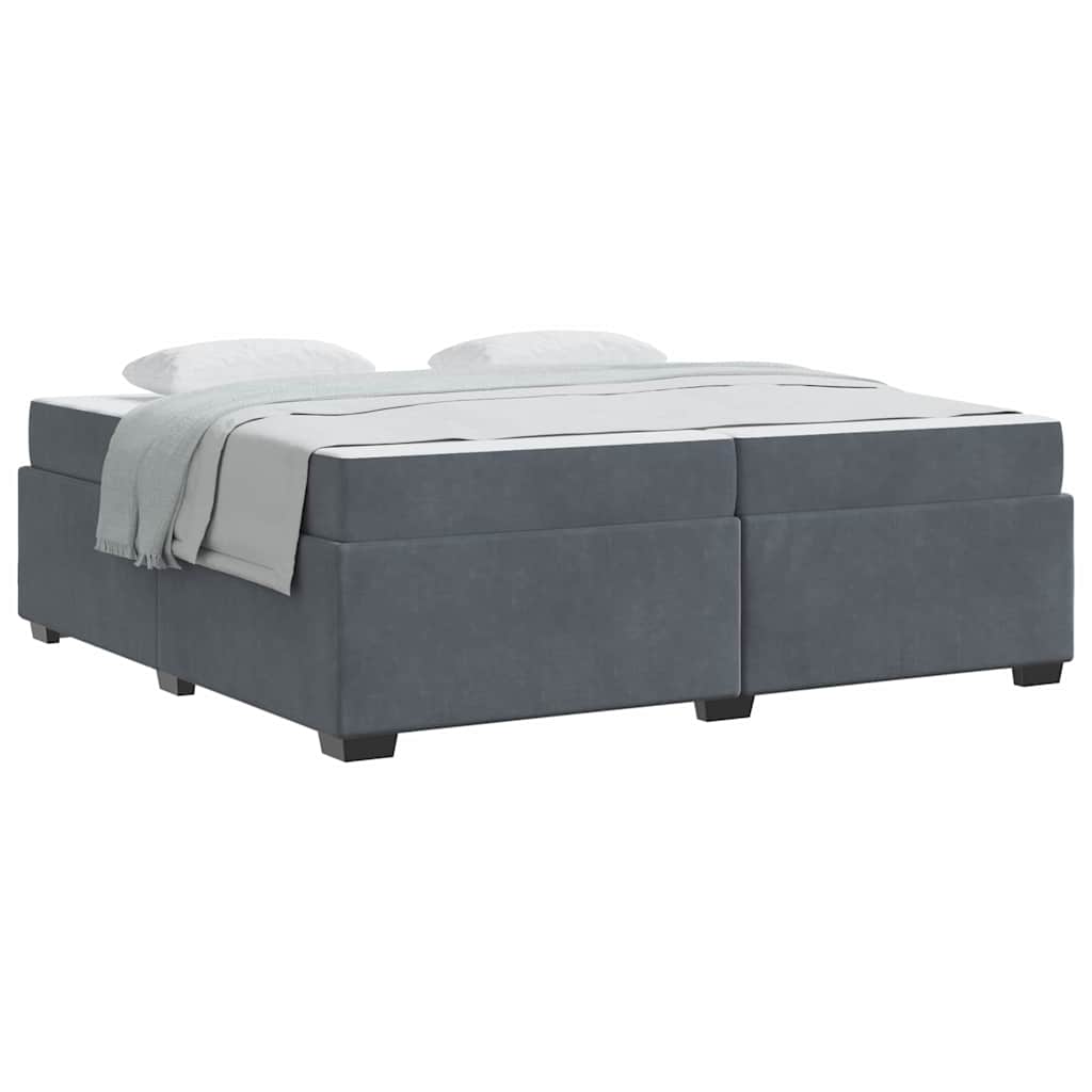 Cadre de lit avec matelas Gris foncé 200 x 200 cm Velours - XIOS