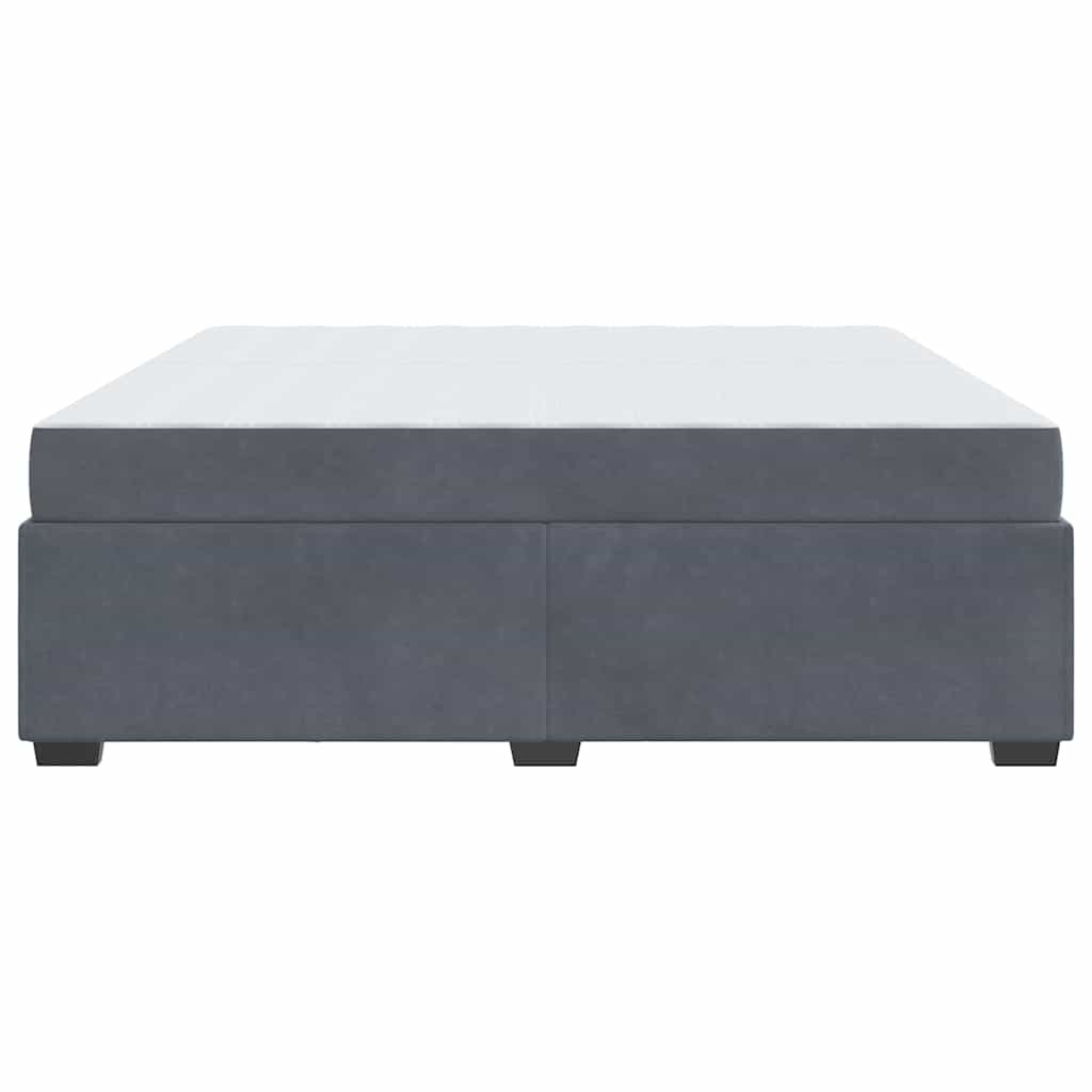 Cadre de lit avec matelas Gris foncé 200 x 200 cm Velours - XIOS