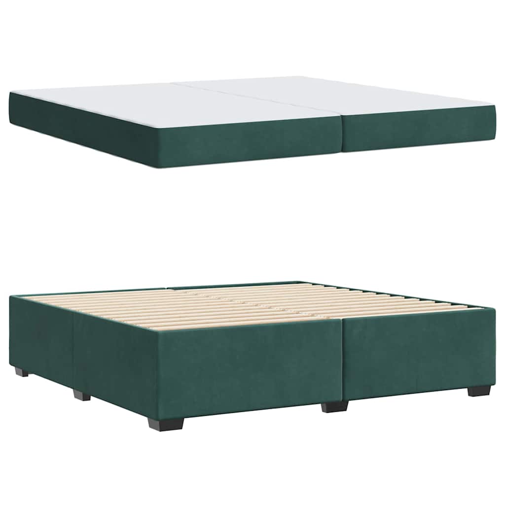 Cadre de lit avec matelas Vert foncé 200 x 200 cm tissu - XIOS