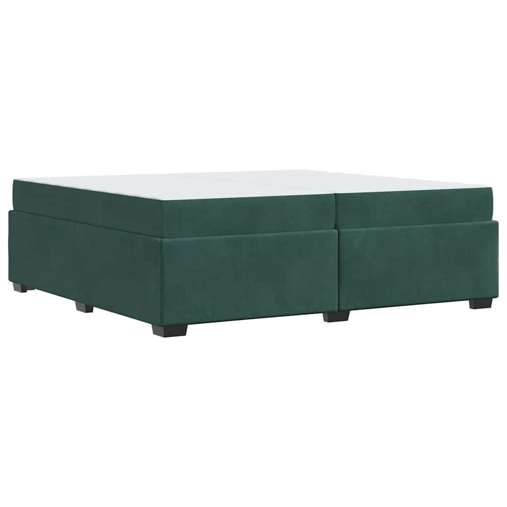 Cadre de lit avec matelas Vert foncé 200 x 200 cm tissu - XIOS