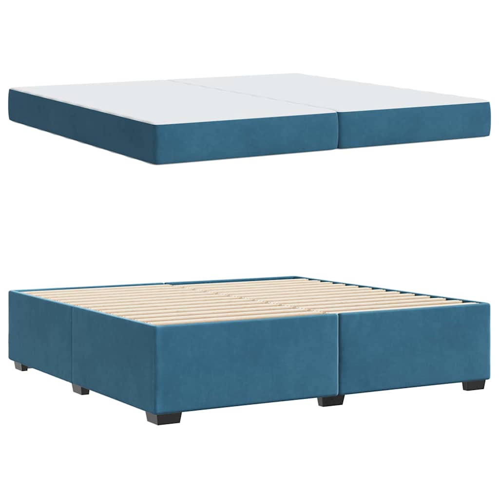 Cadre de lit avec matelas Bleu foncé 200 x 200 cm tissu - XIOS