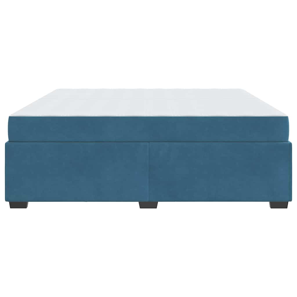 Cadre de lit avec matelas Bleu foncé 200 x 200 cm tissu - XIOS