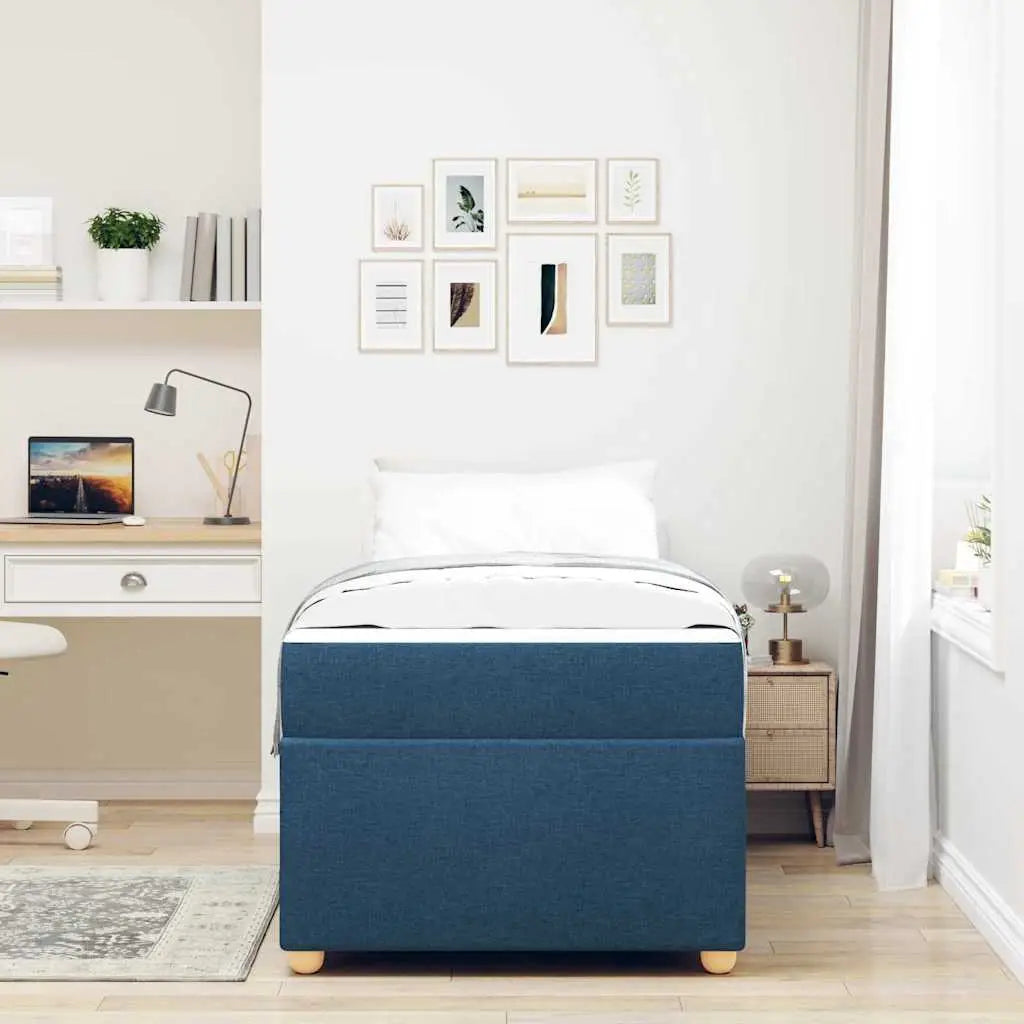 Cadre de lit avec matelas Bleu 80 x 200 cm tissu - XIOS