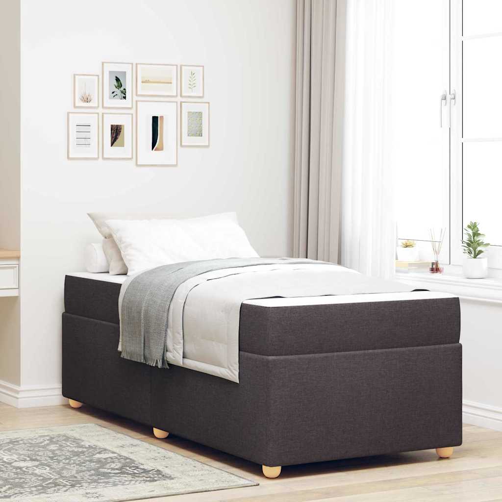 Cadre de lit avec matelas Marron foncé 90 x 190 cm tissu - XIOS