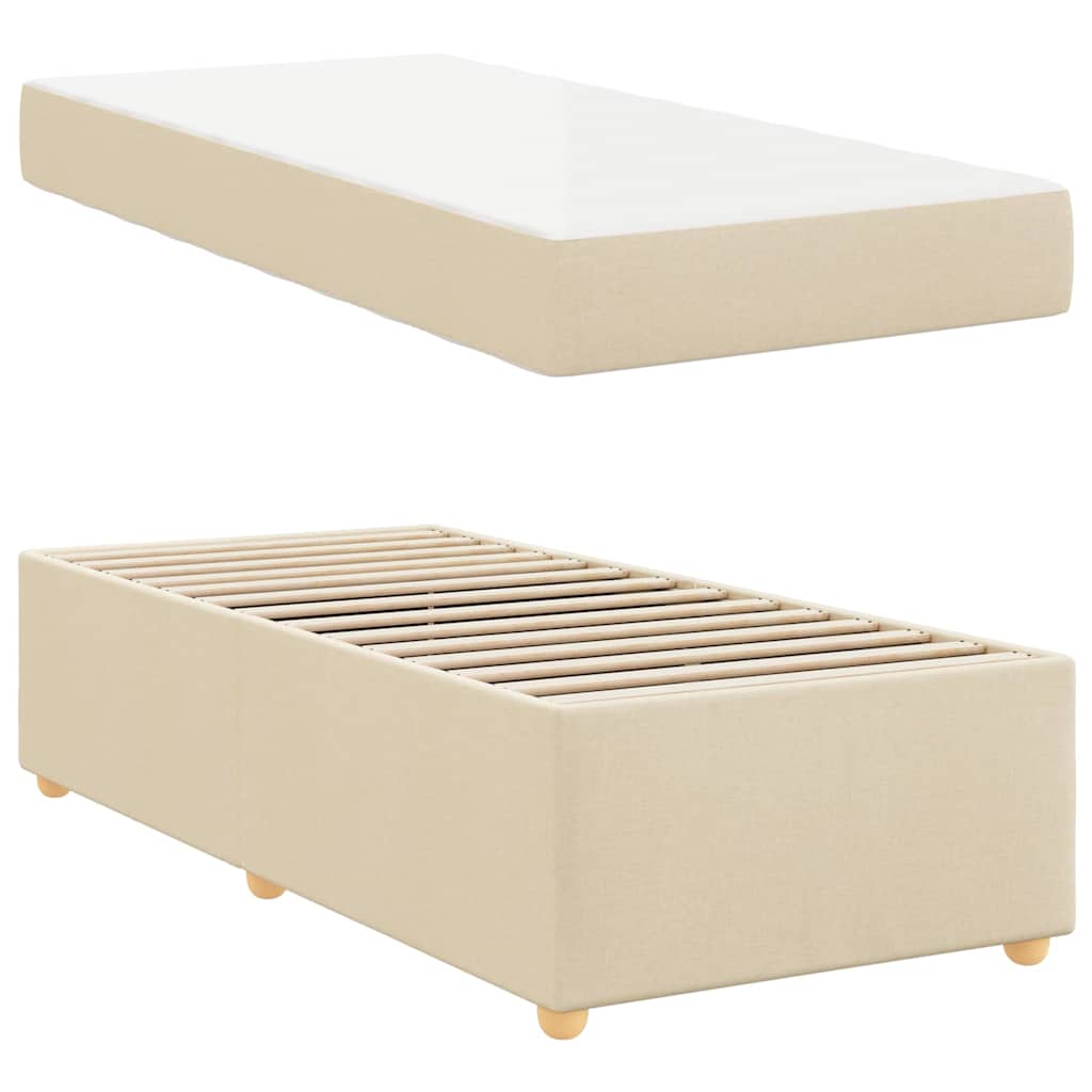 Cadre de lit avec matelas Crème 90 x 190 cm tissu - XIOS