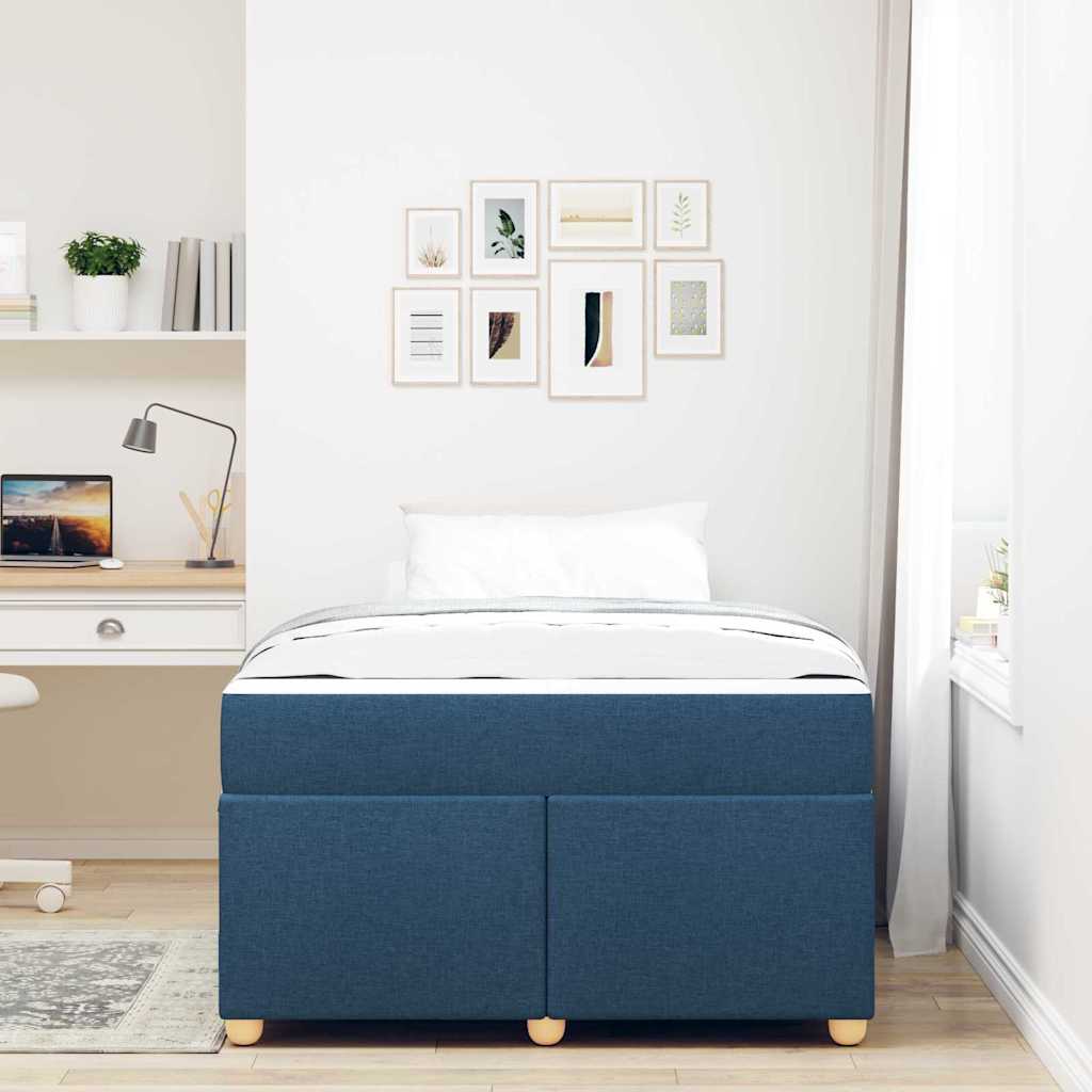 Cadre de lit avec matelas Bleu 120 x 190 cm tissu - XIOS
