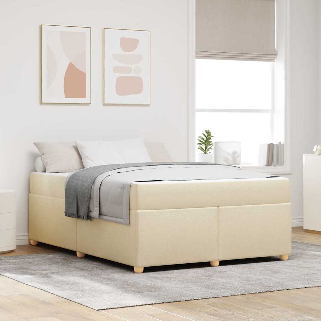 Cadre de lit avec matelas Crème 140 x 200 cm tissu - XIOS