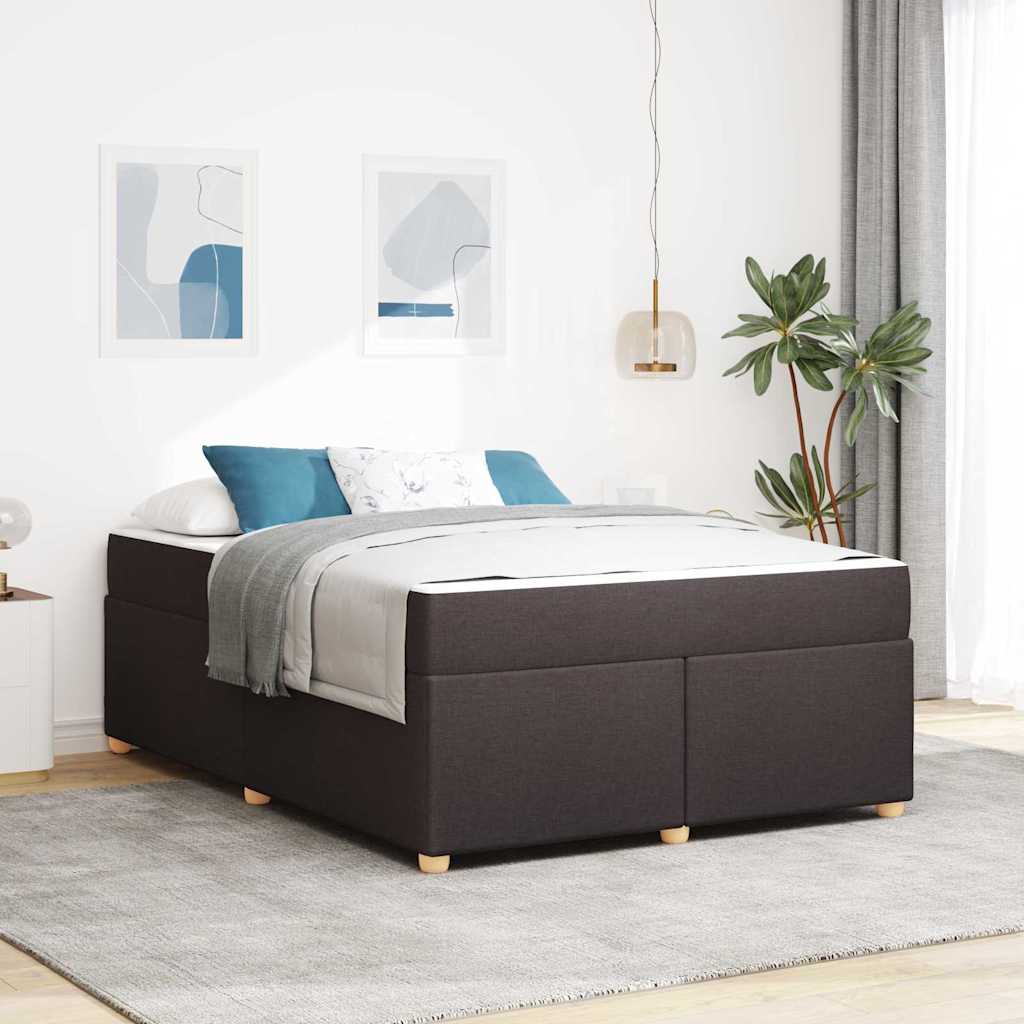 Cadre de lit avec matelas Marron foncé 160 x 200 cm tissu - XIOS