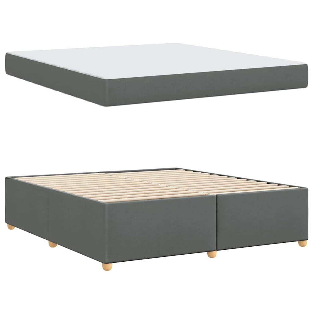 Cadre de lit avec matelas Gris foncé 180 x 200 cm tissu