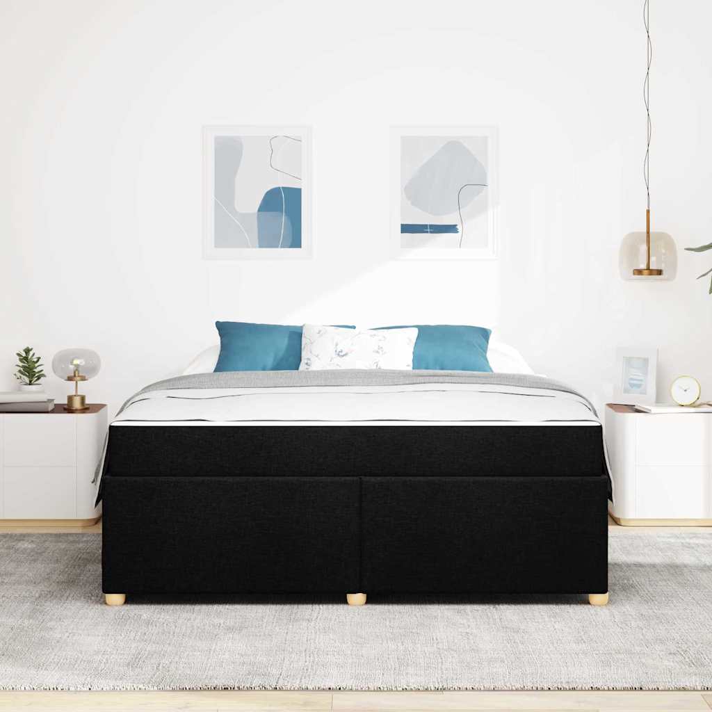 Cadre de lit avec matelas Noir 180 x 200 cm tissu