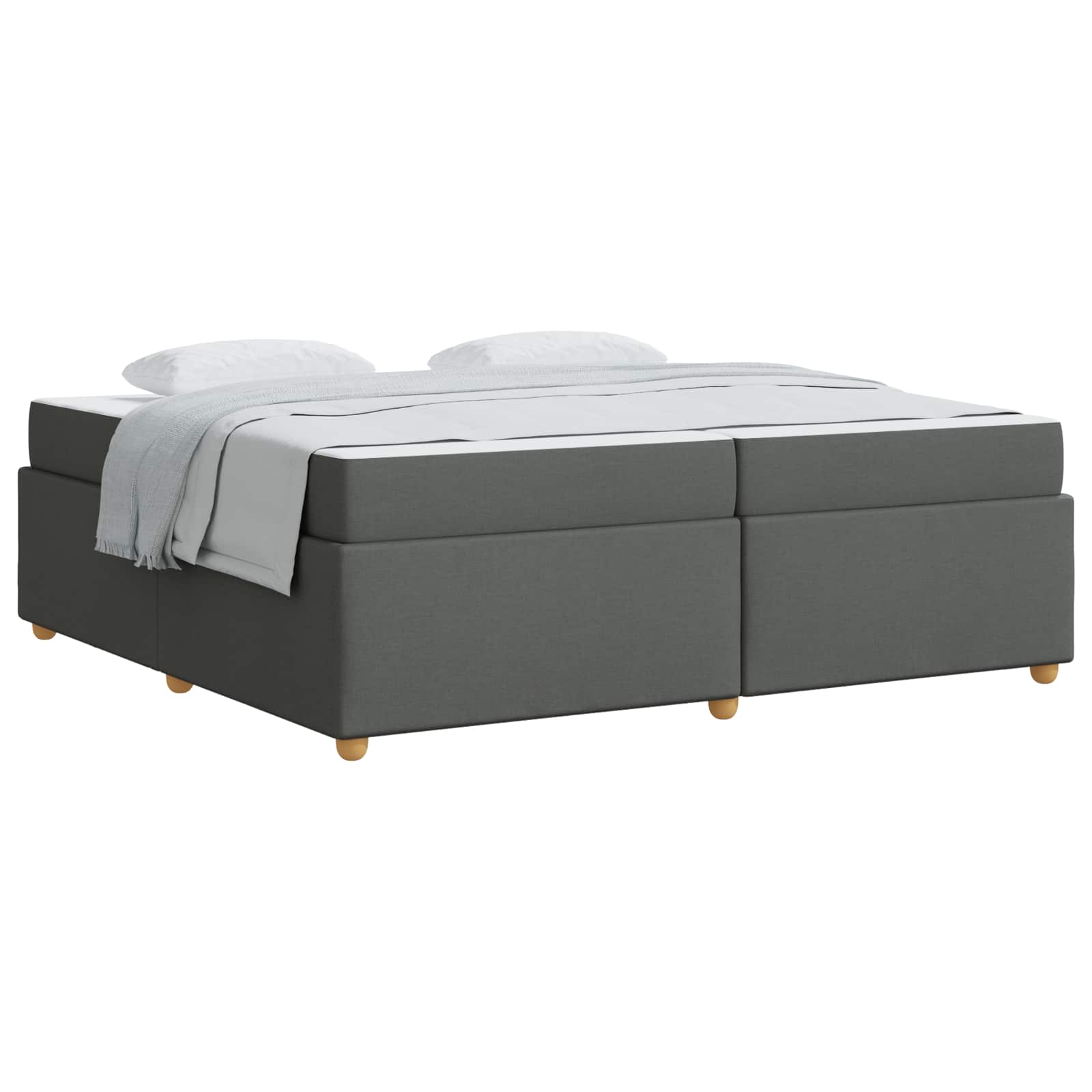Cadre de lit avec matelas Gris foncé 200 x 200 cm tissu - XIOS