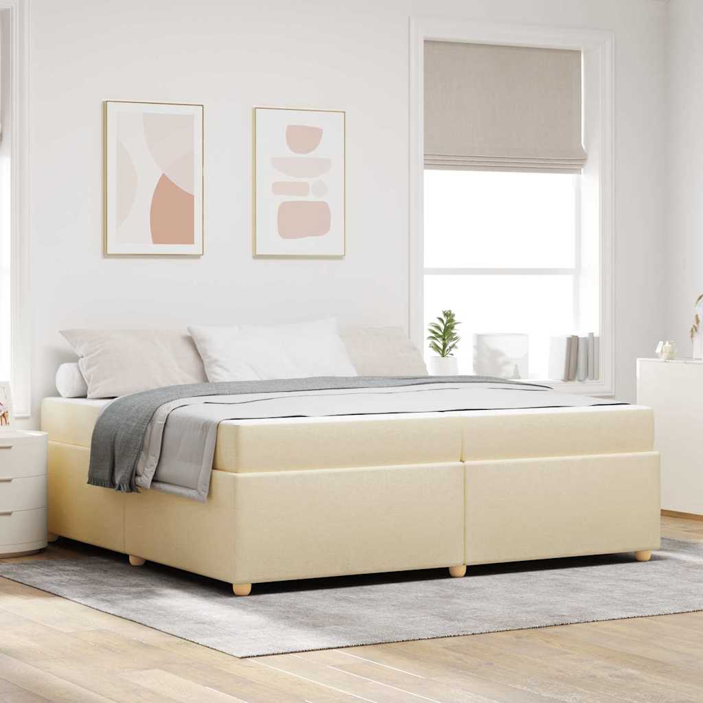 Cadre de lit avec matelas Crème 200 x 200 cm tissu - XIOS