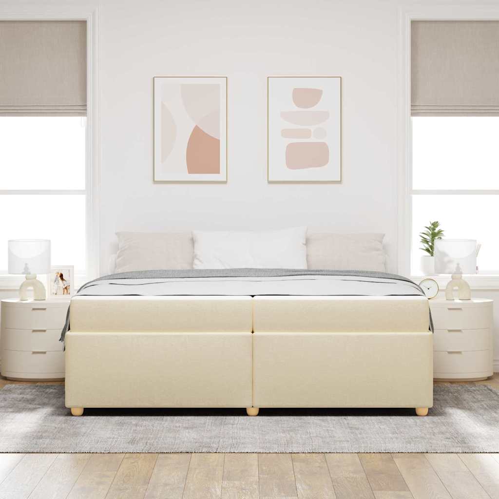 Cadre de lit avec matelas Crème 200 x 200 cm tissu - XIOS