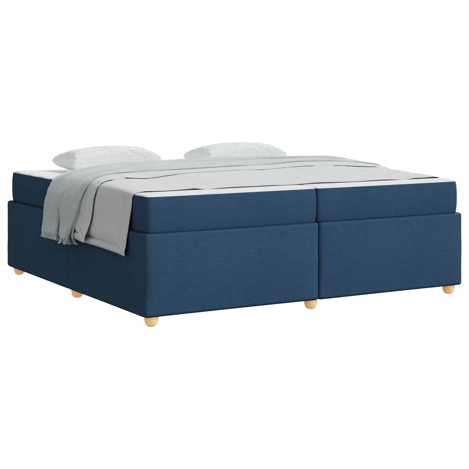 Cadre de lit avec matelas Bleu 200 x 200 cm tissu - XIOS