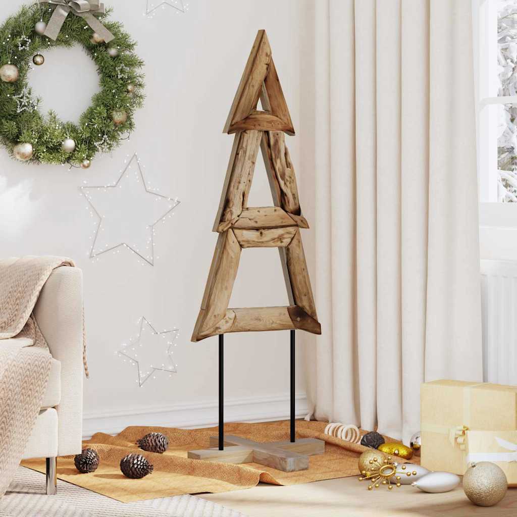 Sapin de Noël avec support Marron 120 cm Bois de teck solide - XIOS