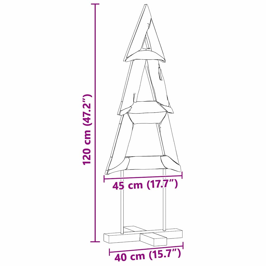 Sapin de Noël avec support Marron 120 cm Bois de teck solide - XIOS