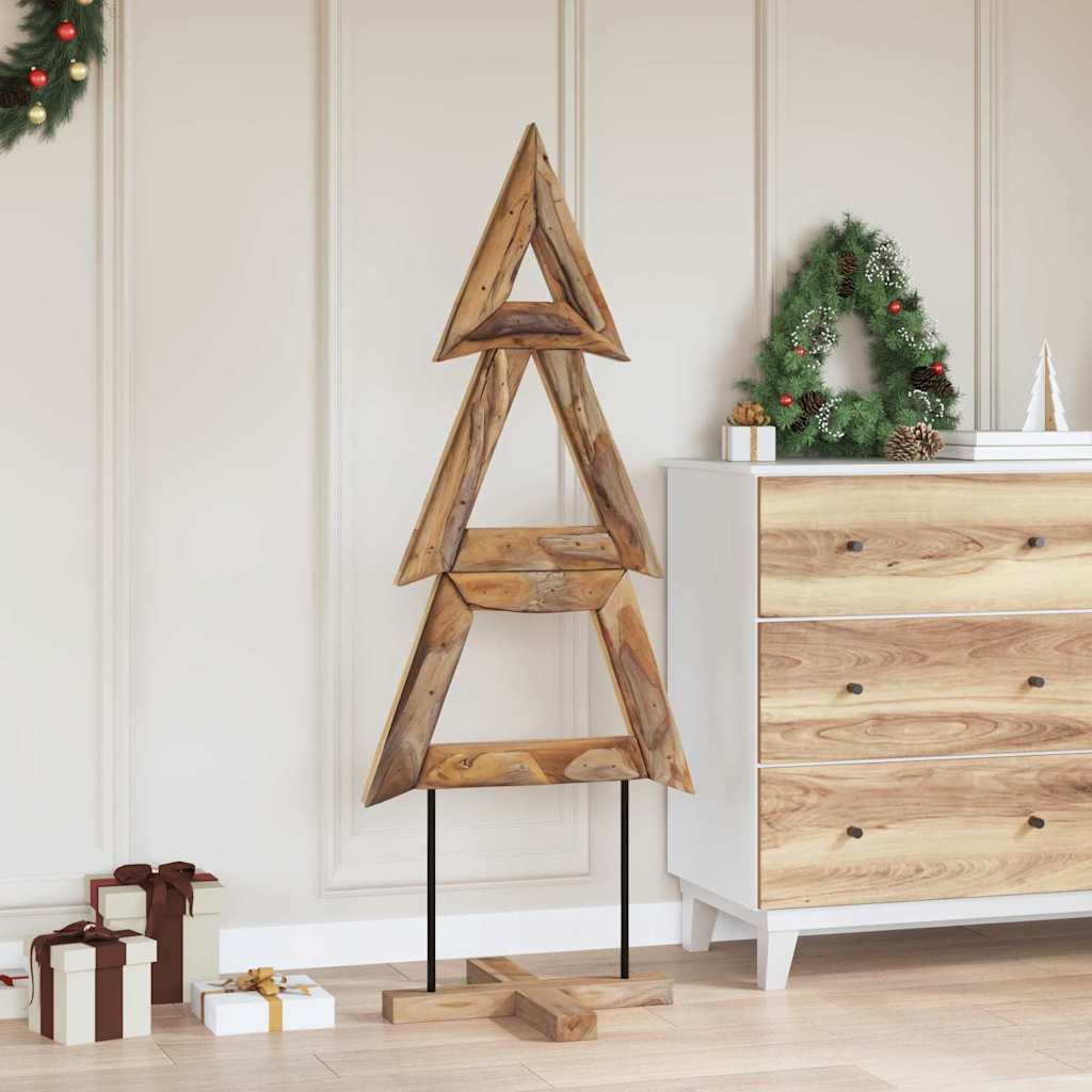 Sapin de Noël avec support Marron 150 cm Bois de teck solide - XIOS