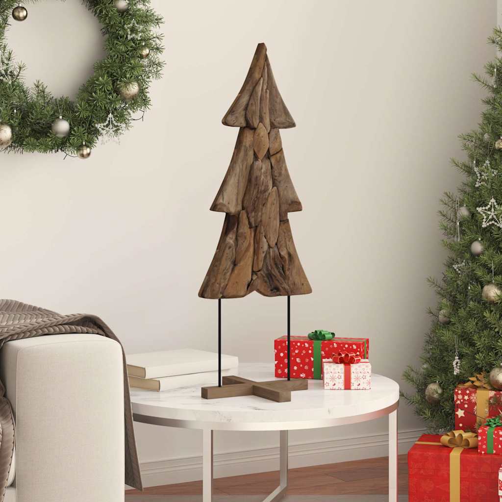 Sapin de Noël avec support Marron 90 cm Bois de teck solide - XIOS