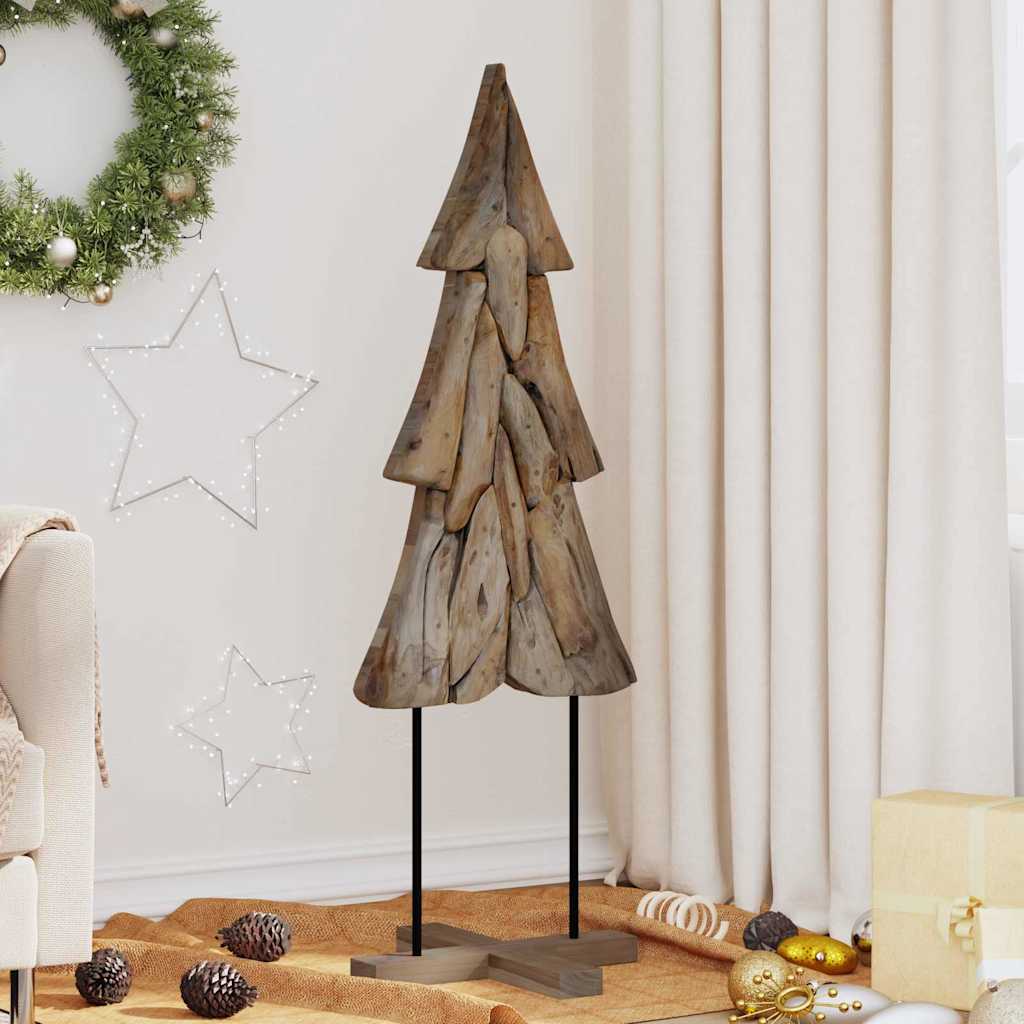 Sapin de Noël avec support Marron 120 cm Bois de teck solide - XIOS