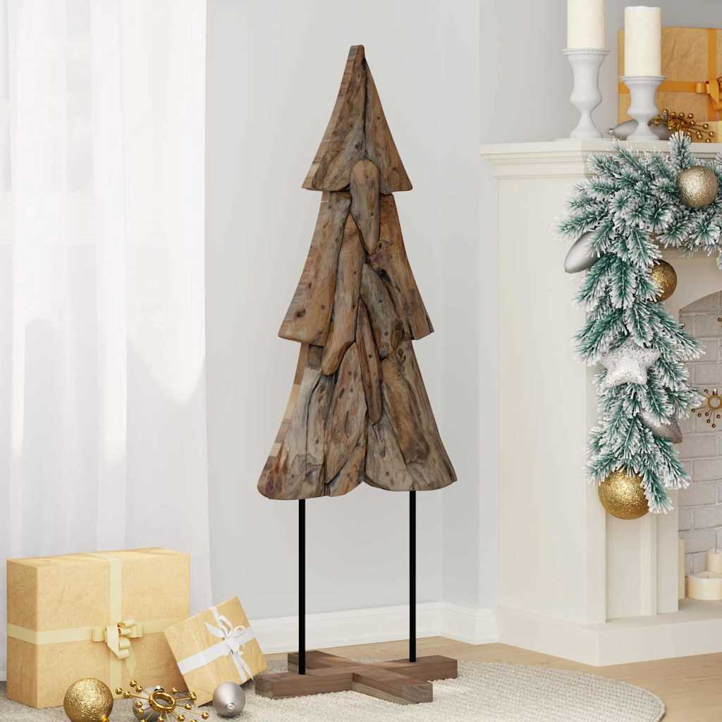 Sapin de Noël avec support Marron 120 cm Bois de teck solide - XIOS